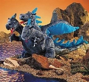 Three-Headed Dragon Puppet in Blue from Folkmanis Puppets