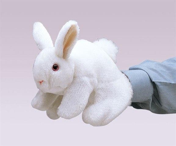 White Bunny Rabbit Hand Puppet from Folkmanis Puppets - AardvarksToZebras.com